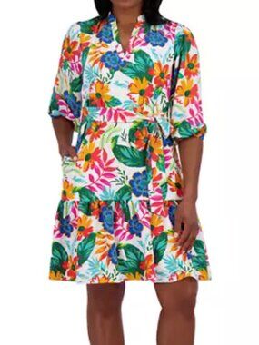 White Floral A-Line Dress, size 18